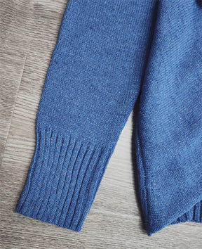 Santvarius® - Blue plain long sleeve sweater