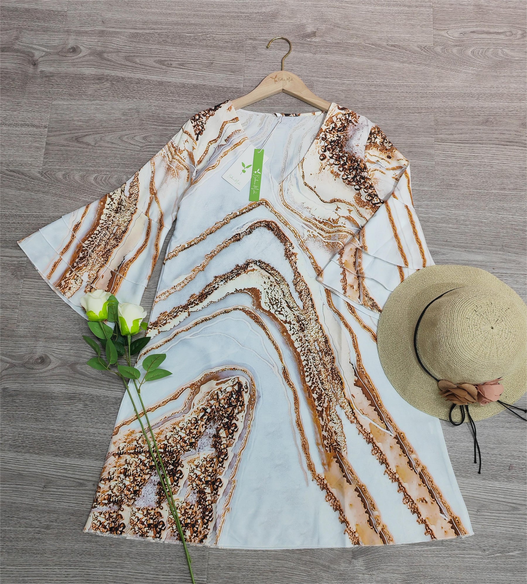 FallStil® - Beach Nights Gold Marble Print Mini Dress