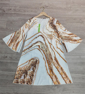 FallStil® - Beach Nights Gold Marble Print Mini Dress