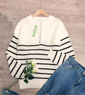 Naturlux® - Casual black and white striped sweater