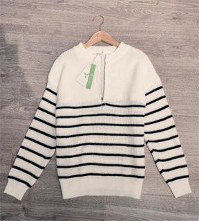 Naturlux® - Casual black and white striped sweater