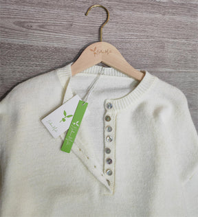 Naturlux® - Classic plain white sweater with button placket