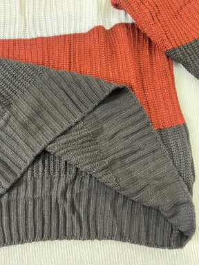 Reunification® - Off Shoulder Color Block Knit Sweater