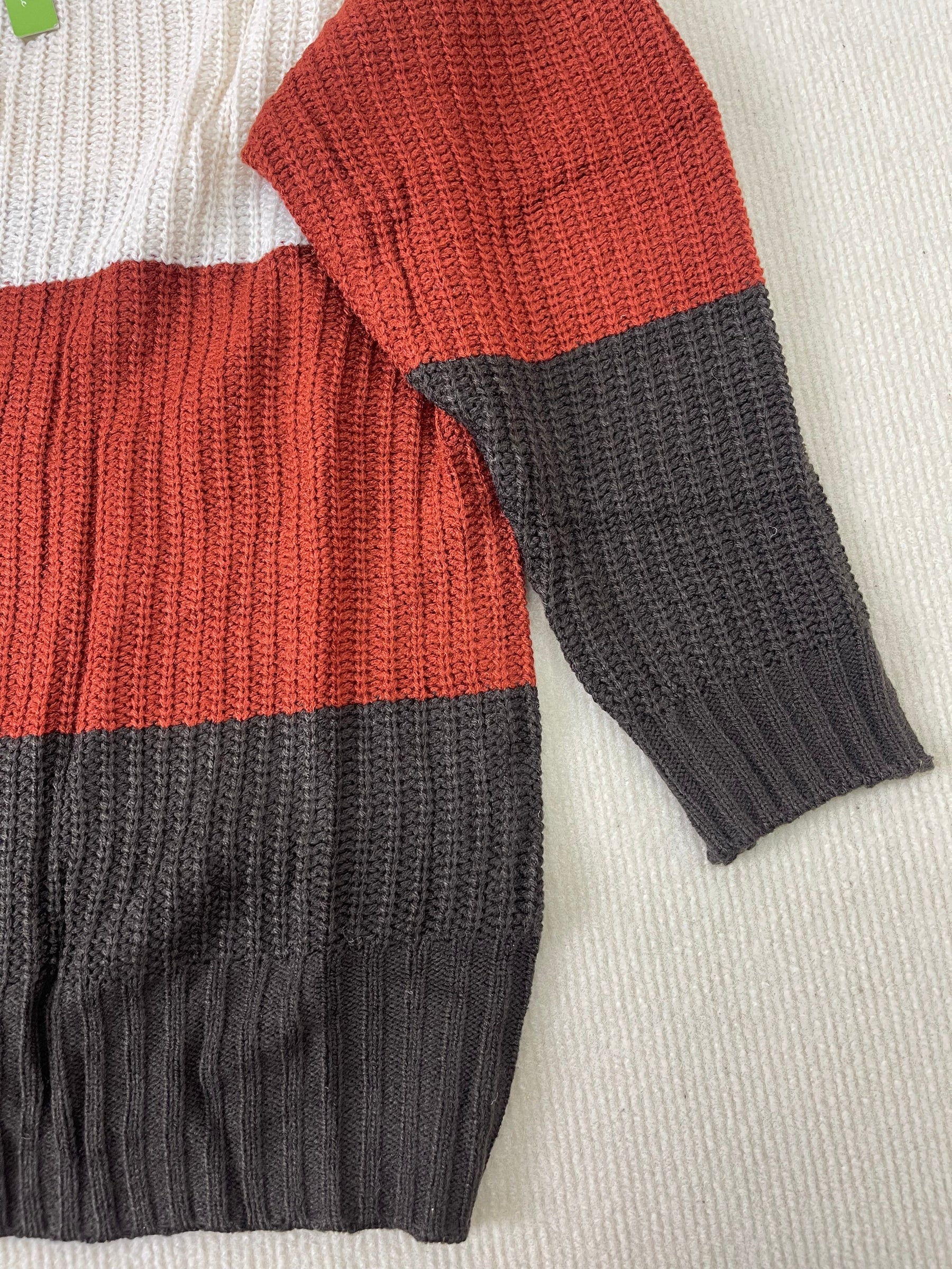 Reunification® - Off Shoulder Color Block Knit Sweater