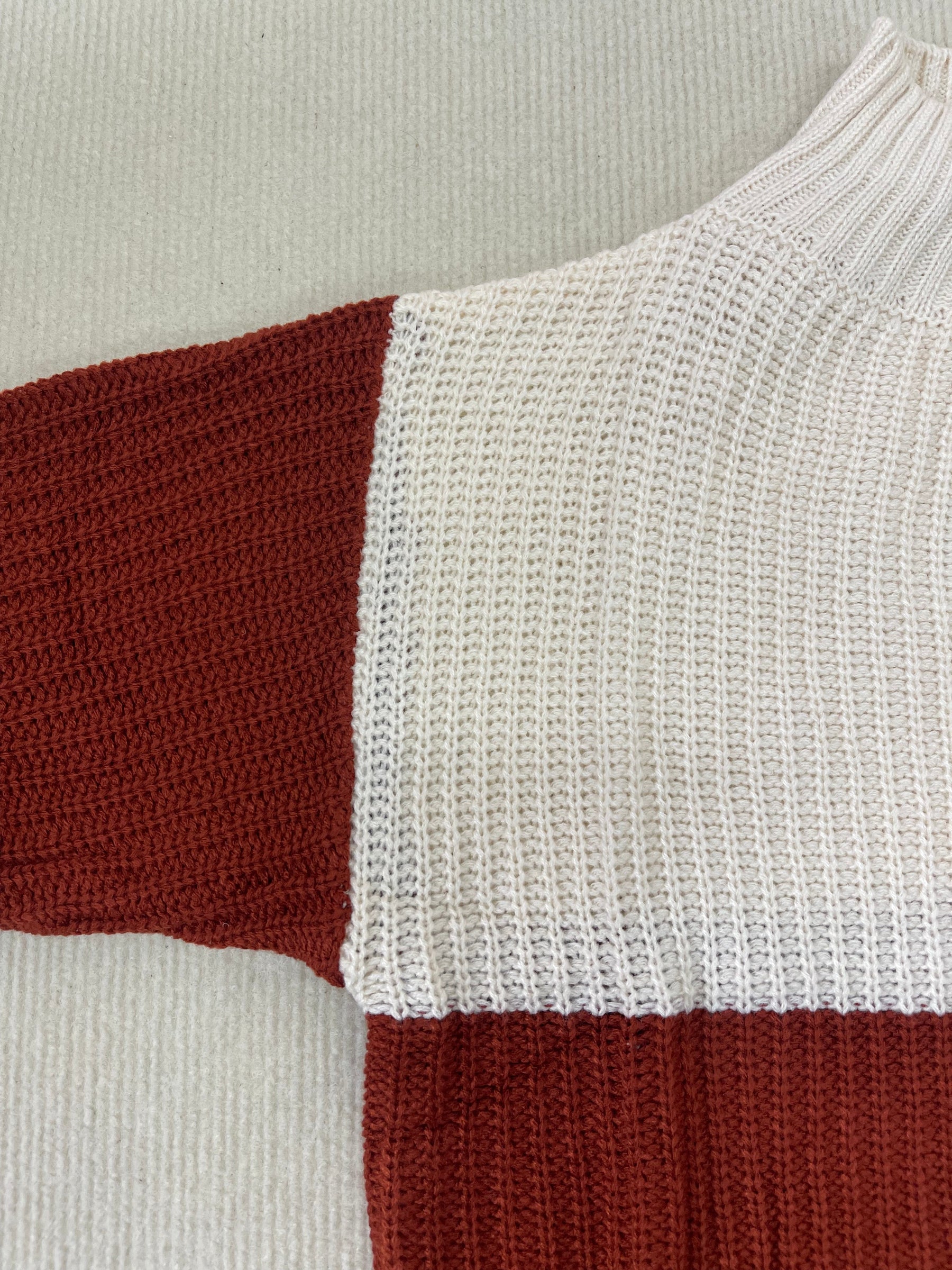 Reunification® - Off Shoulder Color Block Knit Sweater