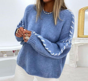 HerbstTrend® - Youthful plain blue long-sleeved sweater