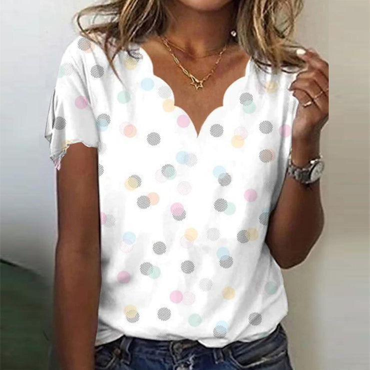 BlütenBliss® - Chic multicolor top with short sleeves