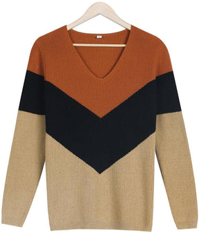 Monci® - Autumn colored chevron knit sweater