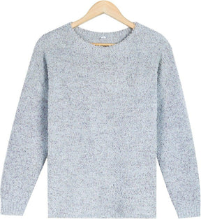 FallStil® - Comfortable plain grey sweater with round neck