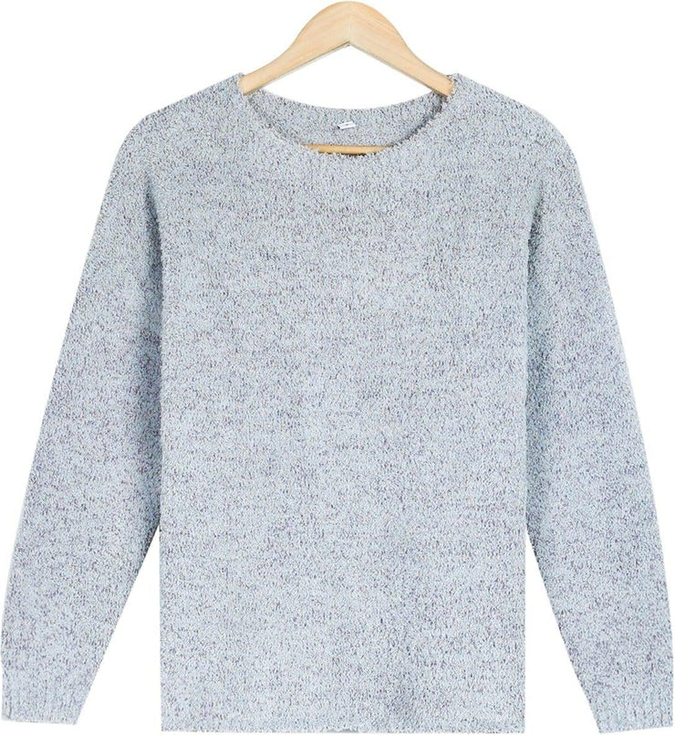 Naturlux® - Comfortable plain grey sweater with round neck