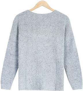 Naturlux® - Comfortable plain grey sweater with round neck