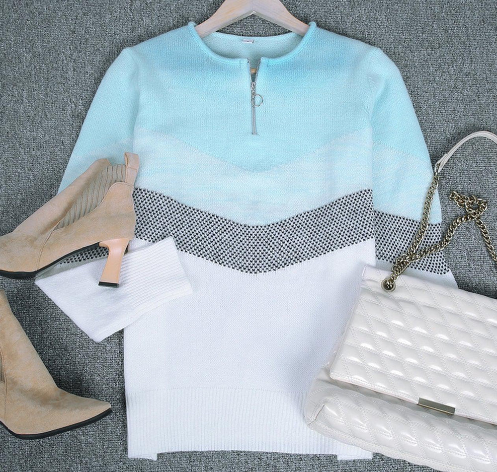 FallStil® - Blue Skies Chevron zip up sweater