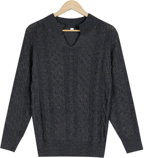 Even&amp;Vil® - Cohasset Slouchy Grey Cable Knit Sweater