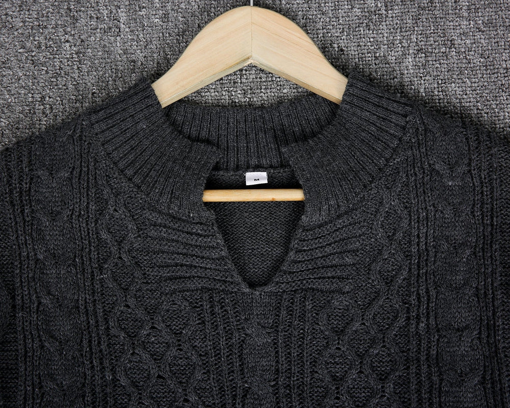 Even&amp;Vil® - Cohasset Slouchy Grey Cable Knit Sweater