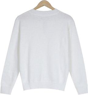 Naturlux® - Classic plain white sweater with button placket