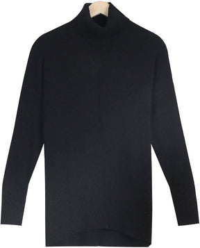 Monci® - Black plain long-sleeved sweater with high neck