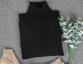 Monci® - Black plain long-sleeved sweater with high neck