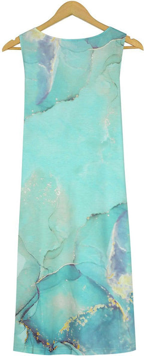 Purewear®- Ocean blue marble mini dress made from sea foam