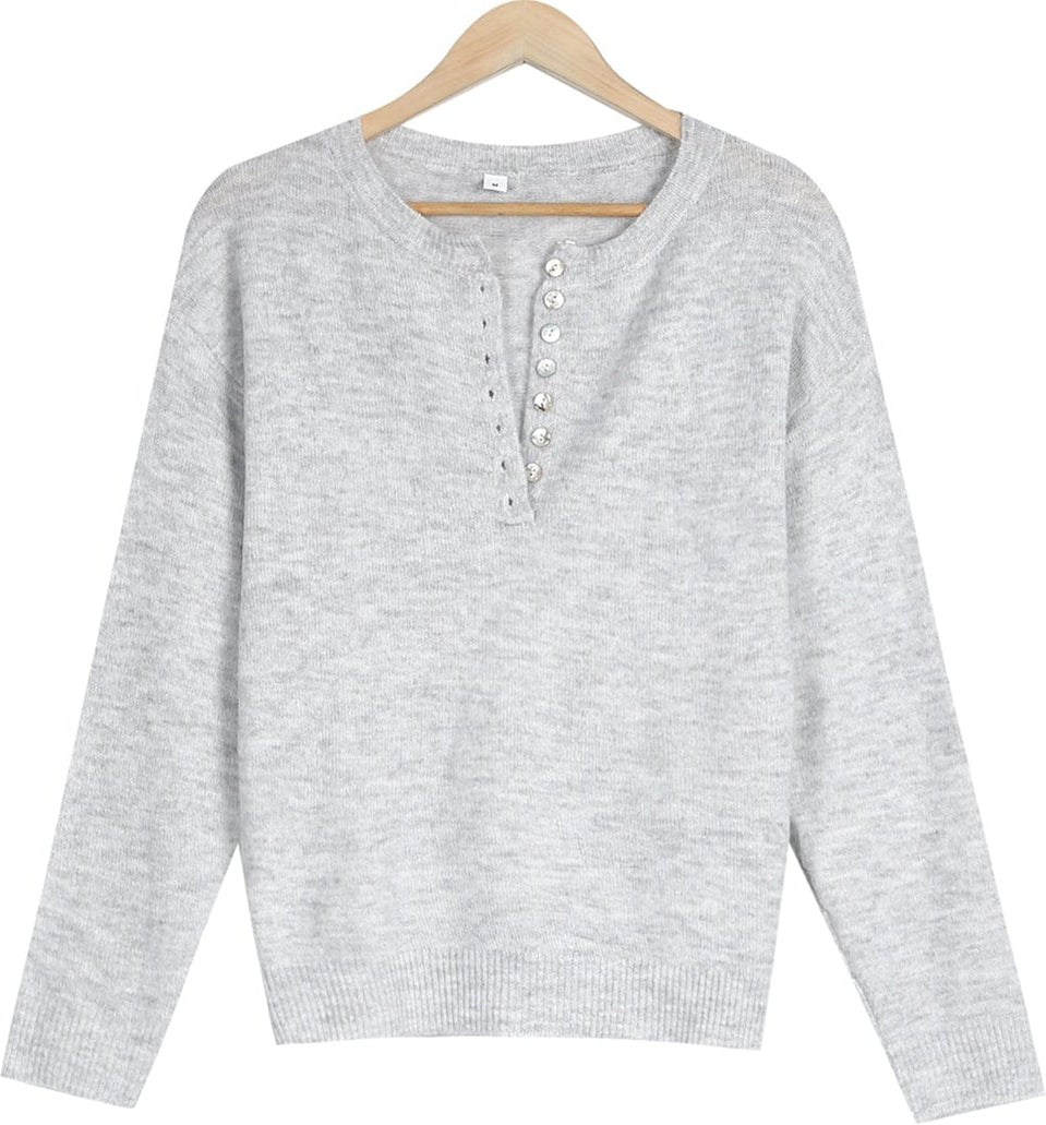 FallStil® - Grey Days Classic sweater with button placket