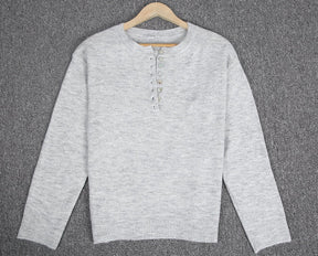 FallStil® - Grey Days Classic sweater with button placket