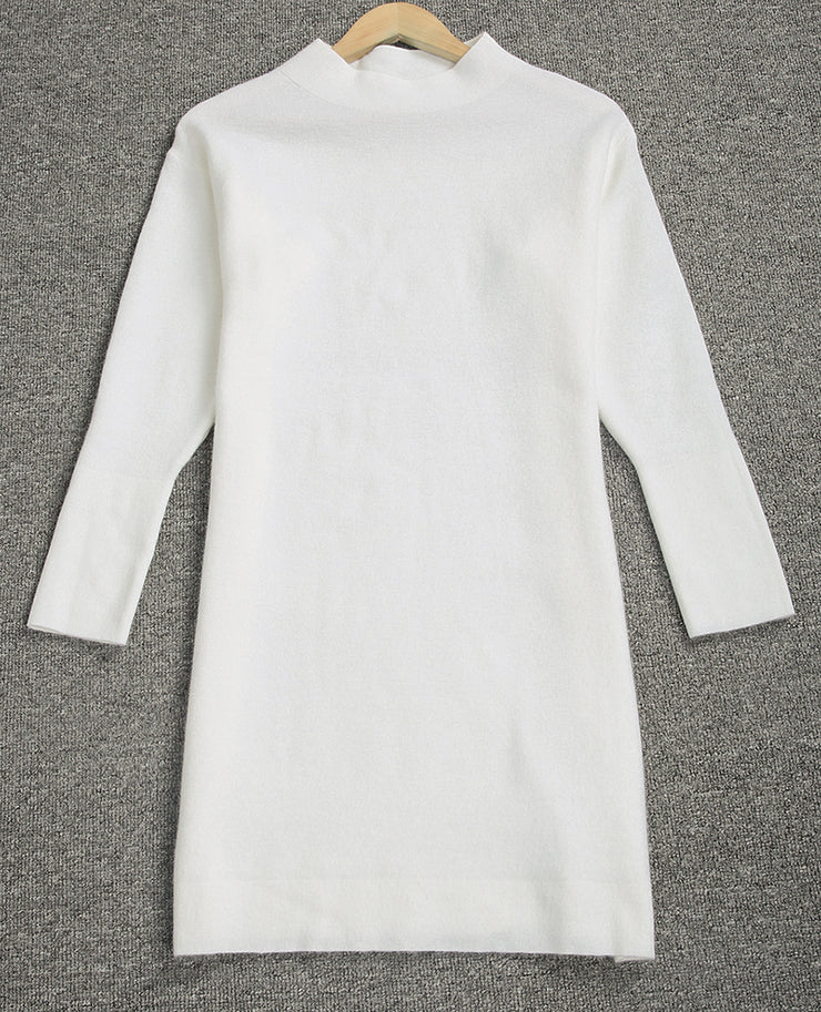 Naturlux® - Simple, plain mini sweater dress with round neck