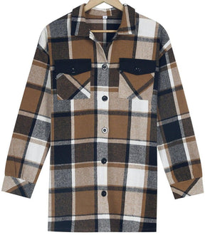 Santvarius® - Stylish coffee outerwear with check print