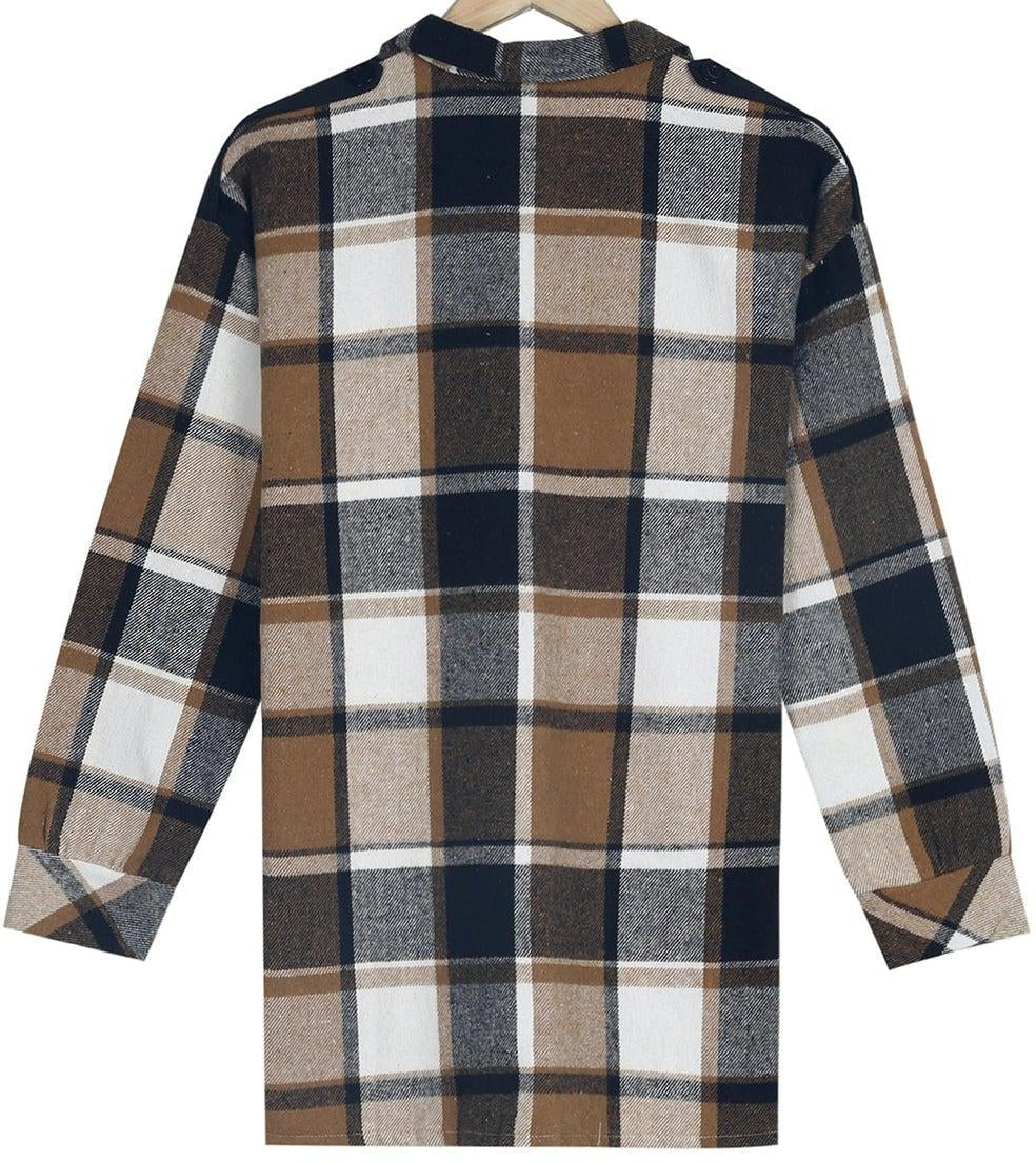 Santvarius® - Stylish coffee outerwear with check print