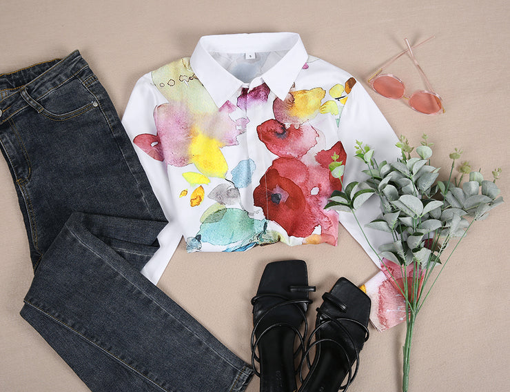 Monci® - Watercolor citrus blossoms fold-over collar