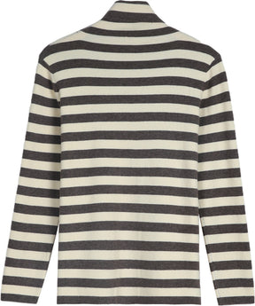 PureWear® - Neutral and Coffee Horizontal Striped Turtleneck Sweater