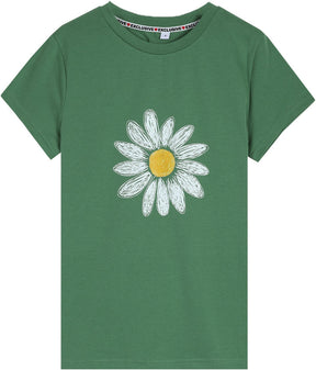 PureWear® - Green top with floral pattern and round neck