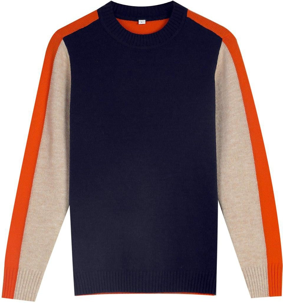 FallStil® - Navy and orange sweater with retro stripes