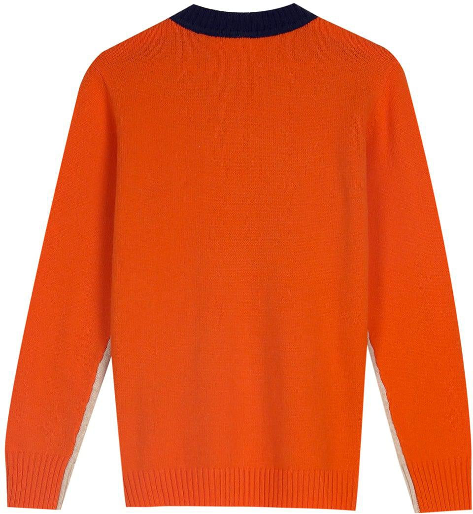 FallStil® - Navy and orange sweater with retro stripes