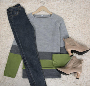 Monci® - Modern grey sweater with colour block