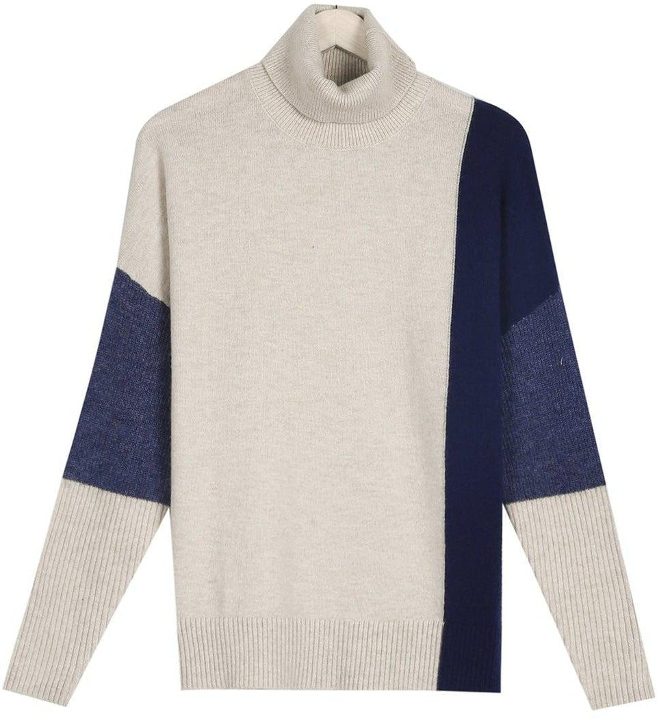 FallStil® - Comfortable high neck sweater with color block