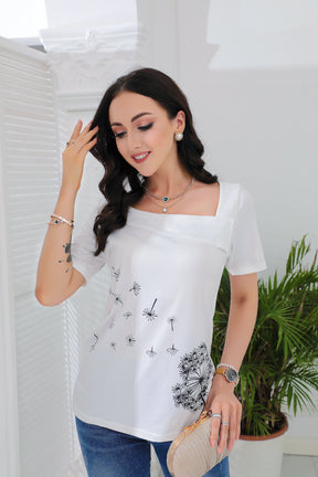 SpringStil® - White short sleeve print top