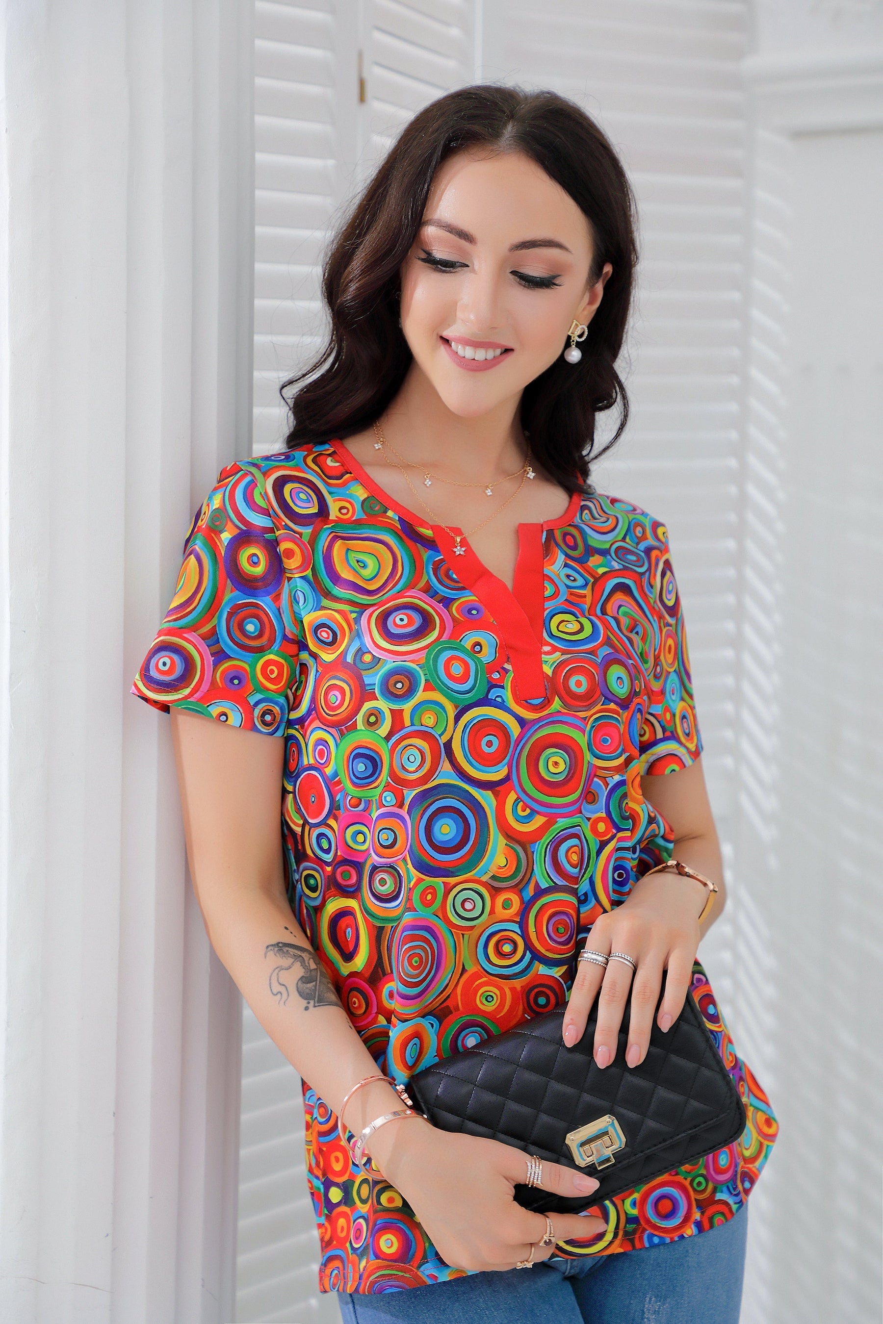 Naturlux® - Stylish multicolor short sleeve top