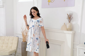 SpringStil® - Fresh white colorful floral print V-neck mini dress