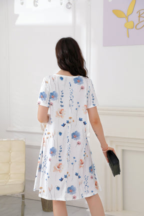 SpringStil® - Fresh white colorful floral print V-neck mini dress