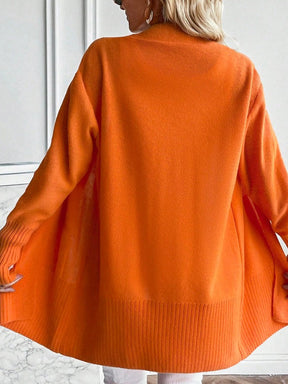 WinterTrend® - Orange plain cardigan with long sleeves