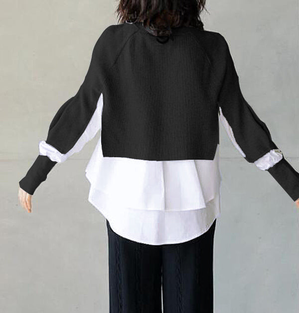 WinterStil® - Black Color Block Top