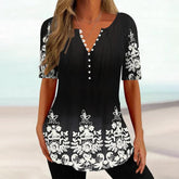 SpringStil® - Black printed short sleeve top