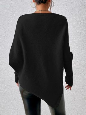 Naturlux® - Simple black long-sleeved sweater with round neck