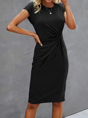 SpringStil® - Plain shift dress with knotted back neckline