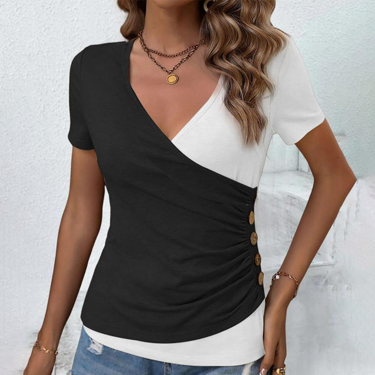 PureWear® - Chic color block top with V-neck