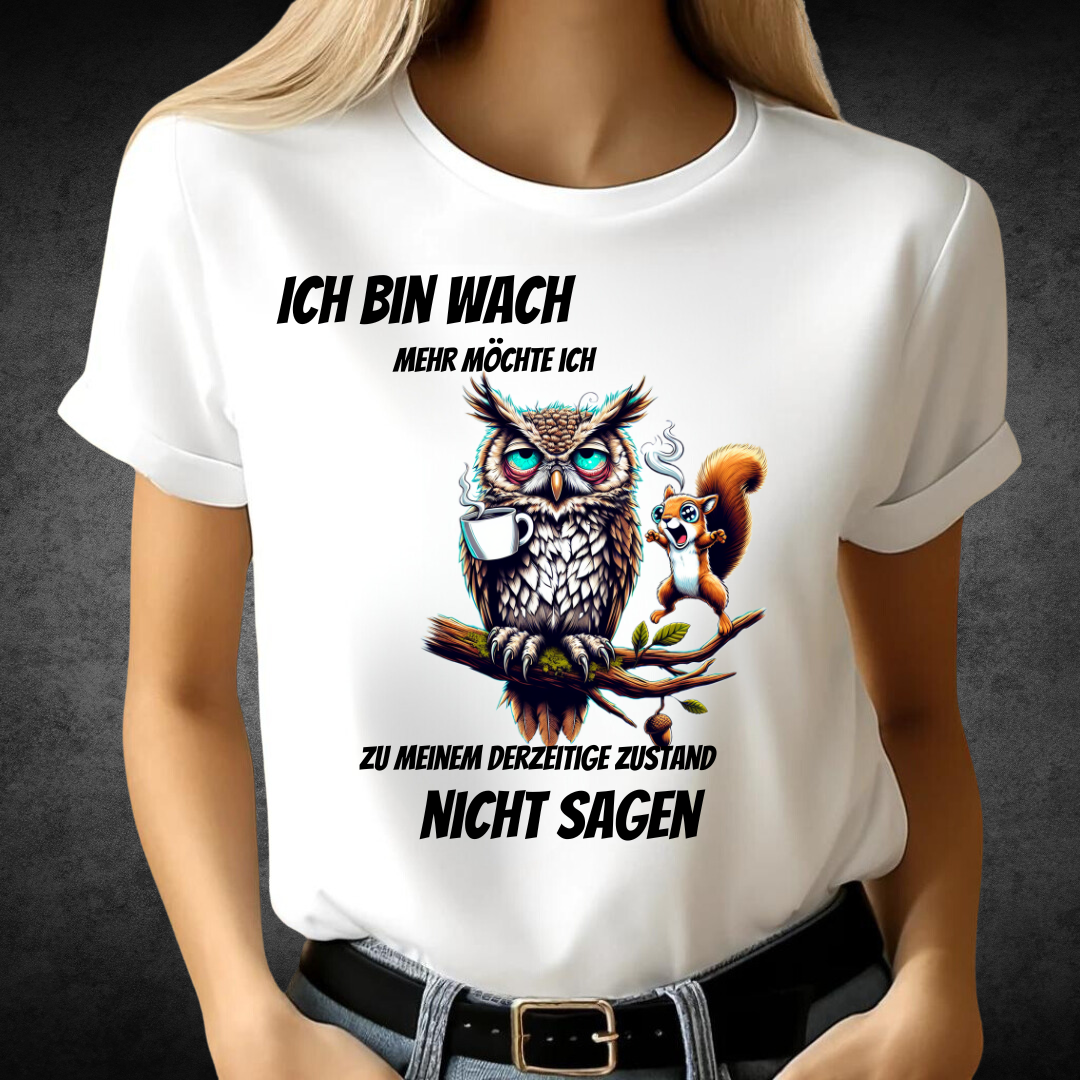 Eule & Eichhörnchen Shirt | Lustiges Statement T-Shirt | Humorvolles Winterdesign | Frauen Baumwollshirt