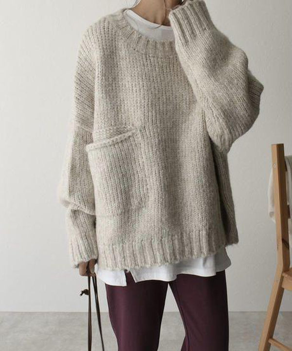 FallStil® - Oversize sweater with ivory pocket front