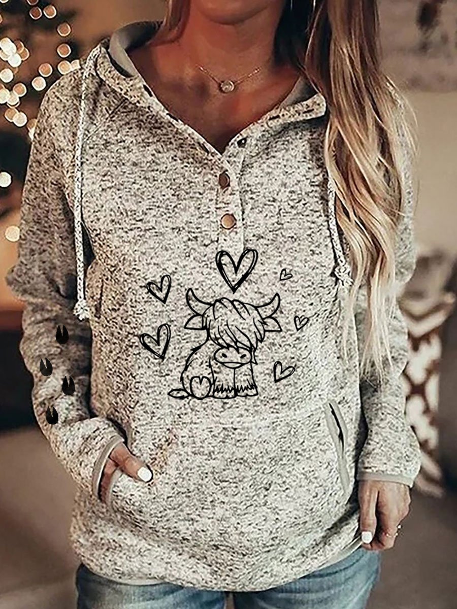 Cow pattern cozy hoodie