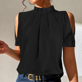 FallStil® - Black pleated top with split sleeves