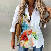 FallStil® - Watercolor flower button placket tunic blouse