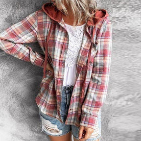 HerbstTrend® - 90s Check Hoodie Button Placket